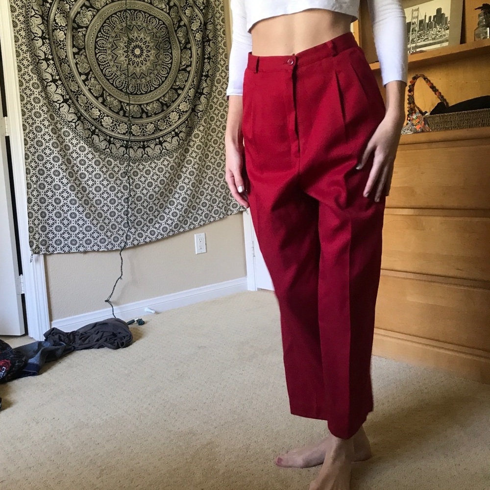 Red high waisted pants - Picture 6 of 7